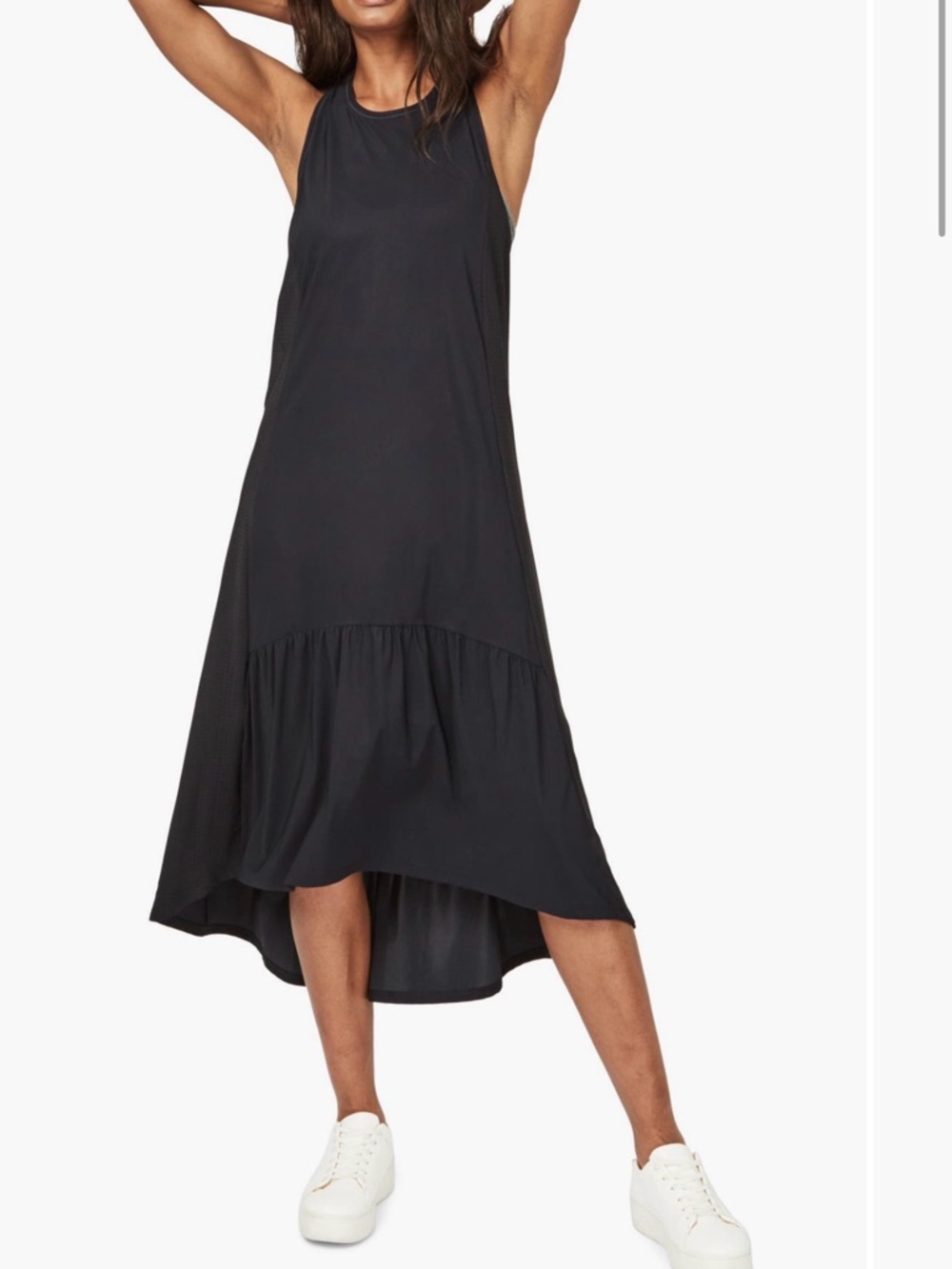 Sweaty Betty Ace Racerback Black Dress High Low Active Swing Dress Size US 10